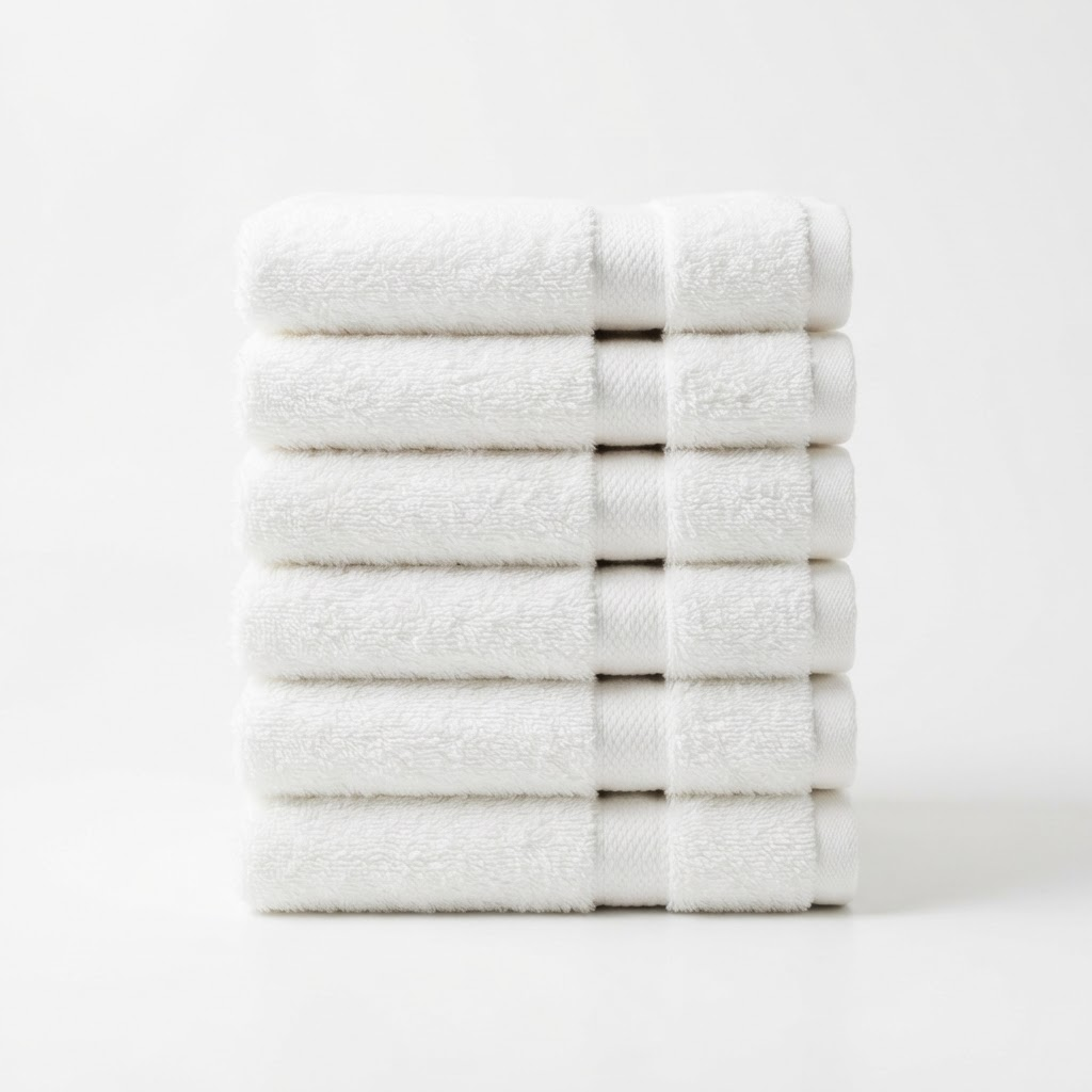 Pile de serviettes blanches fraîchement pliées
